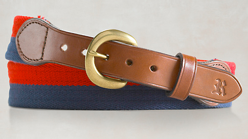 European Ribbed Striped Surcingle Belt - Navy/Red